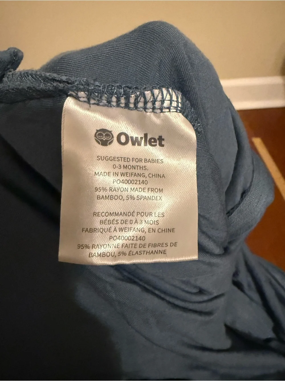 Owlet Bamboo Sleep Sack Wearable Blanket Swaddle Blue Infant 0-3 Months